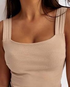 img 2 attached to Stylish Square Neck Tank Top For Women With Thick Straps - Perfect For Summer Casual Wear