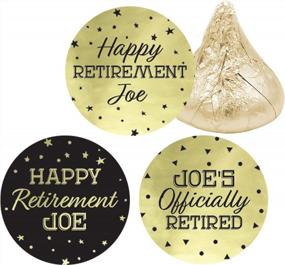 img 4 attached to Custom Retirement Celebration Stickers - 180 Personalized Black And Gold Favor Labels