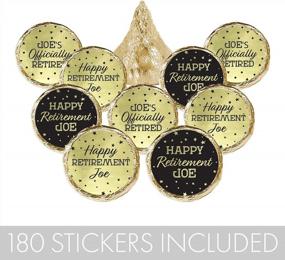 img 1 attached to Custom Retirement Celebration Stickers - 180 Personalized Black And Gold Favor Labels
