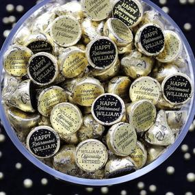 img 3 attached to Custom Retirement Celebration Stickers - 180 Personalized Black And Gold Favor Labels