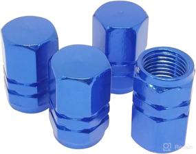 img 3 attached to Mavota 4 PCS Style Polished Aluminum Chrome Tire Valve Stem Caps (Blue)