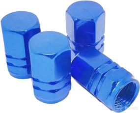 img 2 attached to Mavota 4 PCS Style Polished Aluminum Chrome Tire Valve Stem Caps (Blue)