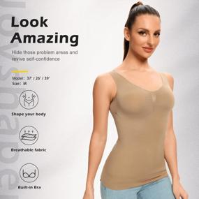 img 2 attached to Ultimate Body Shaping: Camisoles With Built-In Bra & Tummy Control Compression For Women