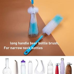 img 2 attached to 🧼 Bottle Brush Cleaning Set - 5 Pack, Long Handle for Washing Narrow Neck Beer Bottles, Wine Decanter, Cups, Pipes, Hydro Flask Tumbler, Sinks, Cup Cover, Straw - Black & Blue