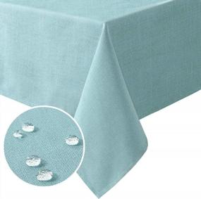 img 4 attached to Premium Solid Tablecloth: H.VERSAILTEX Linen Textured Rectangle 60X120 Inch - Wrinkle Free, Waterproof & Spill-Proof Cover For Dining Buffet Feature Extra Soft And Thick Fabric In Aqua