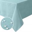 premium solid tablecloth: h.versailtex linen textured rectangle 60x120 inch - wrinkle free, waterproof & spill-proof cover for dining buffet feature extra soft and thick fabric in aqua logo