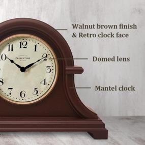 img 2 attached to PresenTime & Co Vintage Farmhouse Table Clock Series Napoleon Mantel Clock,13 X 10 Inch, Domed Lens, Quartz Movement, Walnut Brown Color