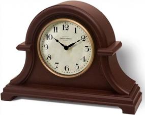 img 4 attached to PresenTime & Co Vintage Farmhouse Table Clock Series Napoleon Mantel Clock,13 X 10 Inch, Domed Lens, Quartz Movement, Walnut Brown Color