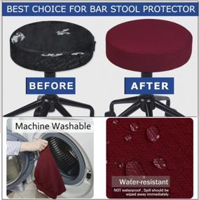 img 1 attached to BUYUE Bar Stool Cover, Luxury Fabric Crease-Resistant Stretchy Washable Jacquard Dustproof Slipcover For 12-14 Inch Round Stools - S Burgundy 1 Count