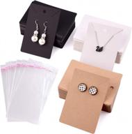 tuparka 120 pcs earring display card,necklace display cards with120pcs self-seal bags, earring holder cards blank kraft paper tags for diy ear studs and earrings in black, brown, and white logo