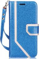 чехол для iphone xs max (6,5 дюймов), 2018 г., кожаный кошелек toplive премиум-класса с зеркалом для макияжа и ремешком на руку - bling blue логотип