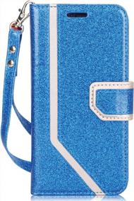 img 4 attached to IPhone Xs Max (6.5") 2018 Case, Toplive Premium PU Leather Wallet With Makeup Mirror And Hand Strap - Bling Blue