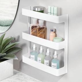 img 3 attached to MDesign Plastic Wall Mount, 3 Tier Storage Organizer Shelf To Hold Vitamins, Supplements, Aspirin, Medicine Bottles, Essential Oils, Nail Polish, Cosmetics - Large Capacity - White