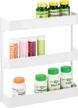 mdesign plastic wall mount, 3 tier storage organizer shelf to hold vitamins, supplements, aspirin, medicine bottles, essential oils, nail polish, cosmetics - large capacity - white logo