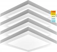 4 pack luxrite 18w edge-lit led panel flush mount lights, 1x1 ft, 5 color options 2700k 3000k 3500k 4000k 5000k, 1500 lumens damp rated ul listed ceiling light surface mount logo