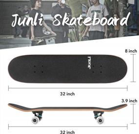 img 2 attached to Beginner Friendly 32 Inch Skateboard For Adults, Teens, Kids, Girls And Boys - 8 Layer Canadian Maple Deck, Double Kick Concave For Tricks And Standard Riding Experience By Junli Skateboards