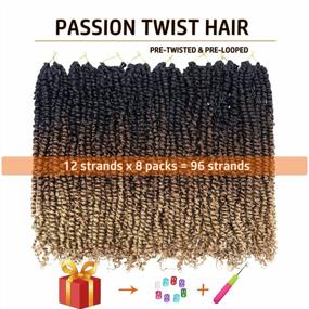 img 3 attached to Dorsanee Pre-Twisted Passion Twist Crochet Hair - 18 Inch Water Wave Bohemian Style Braids In 1B/30/27 For Women (8 Packs)