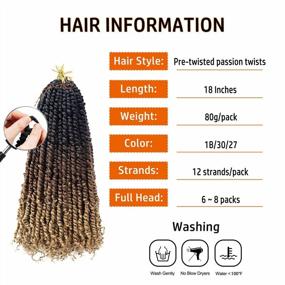 img 2 attached to Dorsanee Pre-Twisted Passion Twist Crochet Hair - 18 Inch Water Wave Bohemian Style Braids In 1B/30/27 For Women (8 Packs)