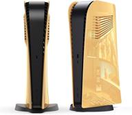 ps-5 digital edition face plates with cooling vents, anti-scratch dustproof protective cover for ps-5 console - golden logo