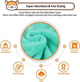 img 3 attached to HOMEYA Dog Bathrobe-Dog Robes For After Bath,Cats And Dogs Fast Drying Absorbent Microfibre Towel,Soft Dog Drying Coat With Hood&Gloves&Adjustable Collar&Waist For Bathing&Walking&Swimming(M, Blue)