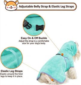 img 1 attached to HOMEYA Dog Bathrobe-Dog Robes For After Bath,Cats And Dogs Fast Drying Absorbent Microfibre Towel,Soft Dog Drying Coat With Hood&Gloves&Adjustable Collar&Waist For Bathing&Walking&Swimming(M, Blue)