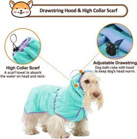 img 2 attached to HOMEYA Dog Bathrobe-Dog Robes For After Bath,Cats And Dogs Fast Drying Absorbent Microfibre Towel,Soft Dog Drying Coat With Hood&Gloves&Adjustable Collar&Waist For Bathing&Walking&Swimming(M, Blue)