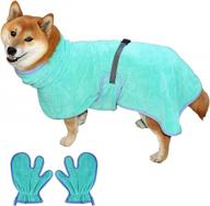 homeya dog bathrobe-dog robes for after bath,cats and dogs fast drying absorbent microfibre towel,soft dog drying coat with hood&gloves&adjustable collar&waist for bathing&walking&swimming(m, blue) logo