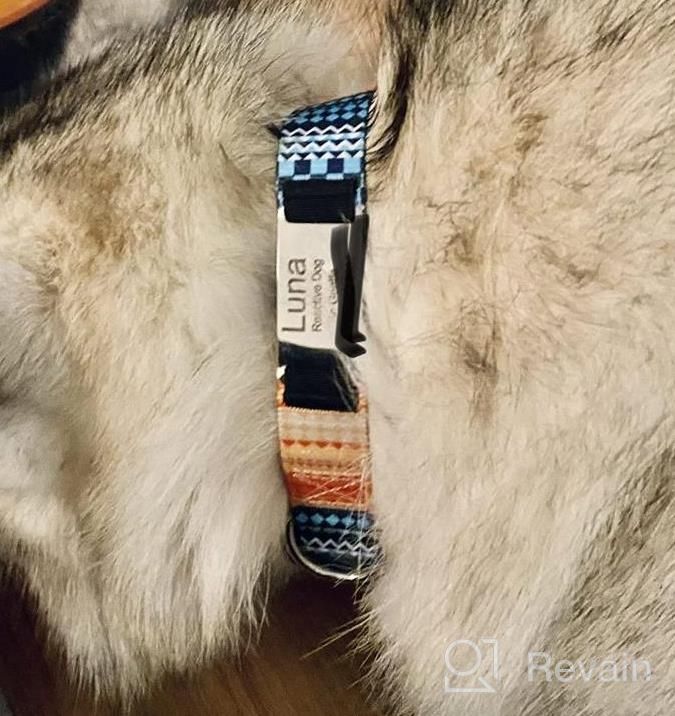 img 1 attached to Taglory Dog Collar For Medium Dogs, Bohemia Pattern Adjustable Soft Dog Collars, Bohemian Blue, 14-20 review by Abdalla Galloway