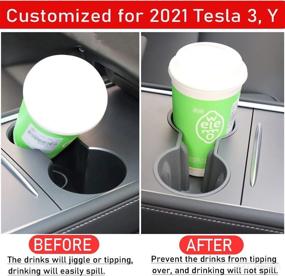 img 2 attached to Cup Holder Insert for Tesla Model 3 & Model Y 2021-2022 - Gen 1 Cup Holder Accessories, Secure Drink Placement and Hassle-free Cleaning (Matte Gray)