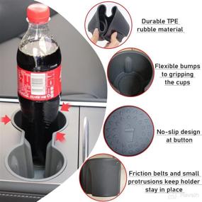 img 3 attached to Cup Holder Insert for Tesla Model 3 & Model Y 2021-2022 - Gen 1 Cup Holder Accessories, Secure Drink Placement and Hassle-free Cleaning (Matte Gray)