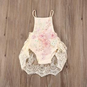 img 3 attached to Lace Embroidery Baby Girl Jumpsuit: Backless Halter Design For Newborns - Sunsuit Outfits Set.