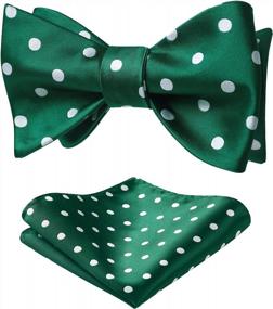 img 4 attached to 🎩 Polka Dots Self-Tie Bow Tie and Pocket Square Combo for Men - HISDERN Classic Business Tuxedo Wedding Bowties Handkerchief