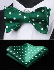 img 1 attached to 🎩 Polka Dots Self-Tie Bow Tie and Pocket Square Combo for Men - HISDERN Classic Business Tuxedo Wedding Bowties Handkerchief