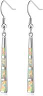 opal drop earrings silver plated/gold plated dangle bar jewelry for women 2 1/8 logo