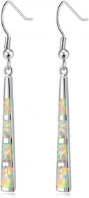 img 4 attached to Opal Drop Earrings Silver Plated/Gold Plated Dangle Bar Jewelry For Women 2 1/8