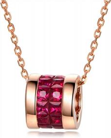 img 4 attached to Exquisite 14K Rose Gold Pendant With Chic Ruby Gemstone Charm Necklace