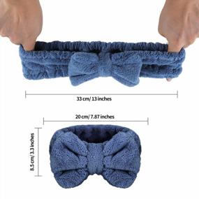 img 2 attached to Set Of 4 Senkary Microfiber Bow Makeup Headbands For Spa, Bath And Shower - Soft And Absorbent Bowtie Headbands For Face Washing, Available In White, Blue, Black, And Dark Grey