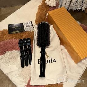 img 8 attached to Add Volume And Body To Your Hair With Belula Boar Bristle Round Brush Set: Large 2.7” Wooden Barrel, Free Hair Clips & Travel Bag Included!