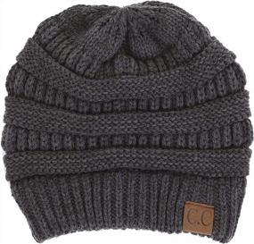img 3 attached to Soft Stretch Cable Knit Ribbed Beanie - Warm Solid Color Skull Cap From Funky Junque