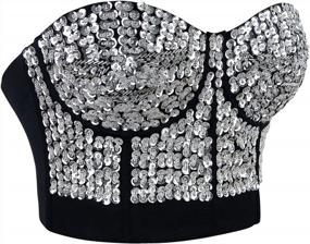 img 3 attached to Charmian Women'S Burlesque Fashion Beaded Sequins Push Up Crop Top Bustier Bra