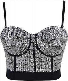 img 1 attached to Charmian Women'S Burlesque Fashion Beaded Sequins Push Up Crop Top Bustier Bra