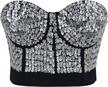 charmian women's burlesque fashion beaded sequins push up crop top bustier bra logo