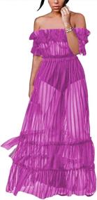 img 4 attached to XXXITICAT Through Nightclub Shoulder Pleated Women's Clothing via Dresses