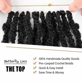 img 1 attached to Butterfly Locs Crochet Hair 5 Packs (60 Strands) 14 Inch Bob Distressed Locs Crochet Braids Knotless Style Most Natural Pre Looped Crochet Twist Braiding Hair Extension (1B)