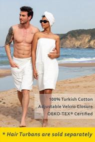 img 1 attached to Experience Comfort And Style With 100% Turkish Cotton Spa Wrap With Adjustable Closure And Rice Weave Trim In Small/Medium Size And White Shade