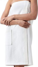 img 2 attached to Experience Comfort And Style With 100% Turkish Cotton Spa Wrap With Adjustable Closure And Rice Weave Trim In Small/Medium Size And White Shade