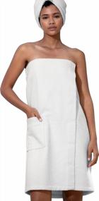 img 4 attached to Experience Comfort And Style With 100% Turkish Cotton Spa Wrap With Adjustable Closure And Rice Weave Trim In Small/Medium Size And White Shade