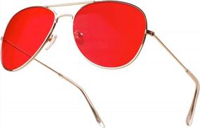 img 3 attached to SunnyPro Aviator Sunglasses: Colored Tinted Lens Glasses W/ Metal UV400 Protection