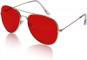 img 4 attached to SunnyPro Aviator Sunglasses: Colored Tinted Lens Glasses W/ Metal UV400 Protection