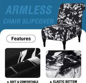img 1 attached to Armless Chair Slipcover High Stretch Accent Chair Cover Chair Cover For Living Room Modern Furniture Protector With Elastic Bottom Extra Thick Bouncy Modern Style, Machine Washable, Black